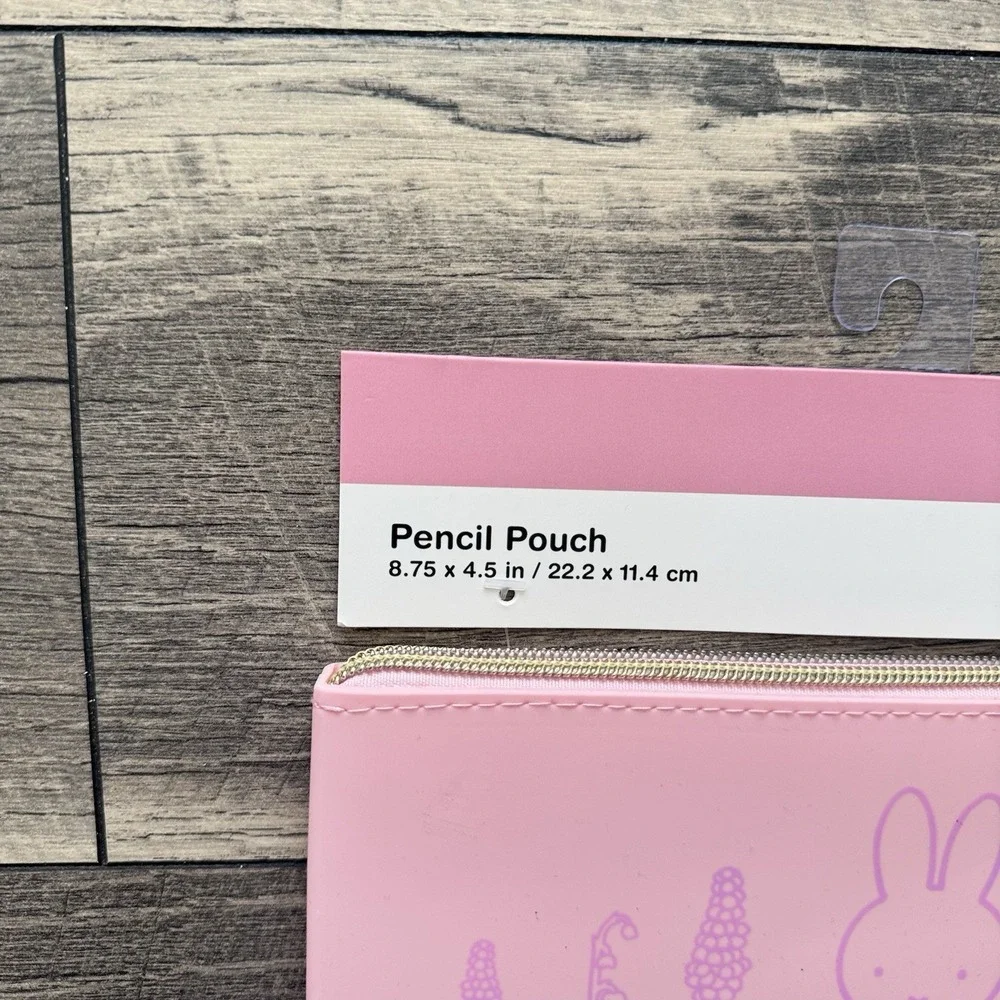 MIFFY Bunny Flowers Sakura Pink Silicone Pencil Pouch 8.75